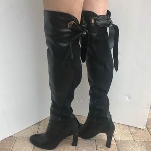 NWOT Weiztman leather OTK boots rare large ties